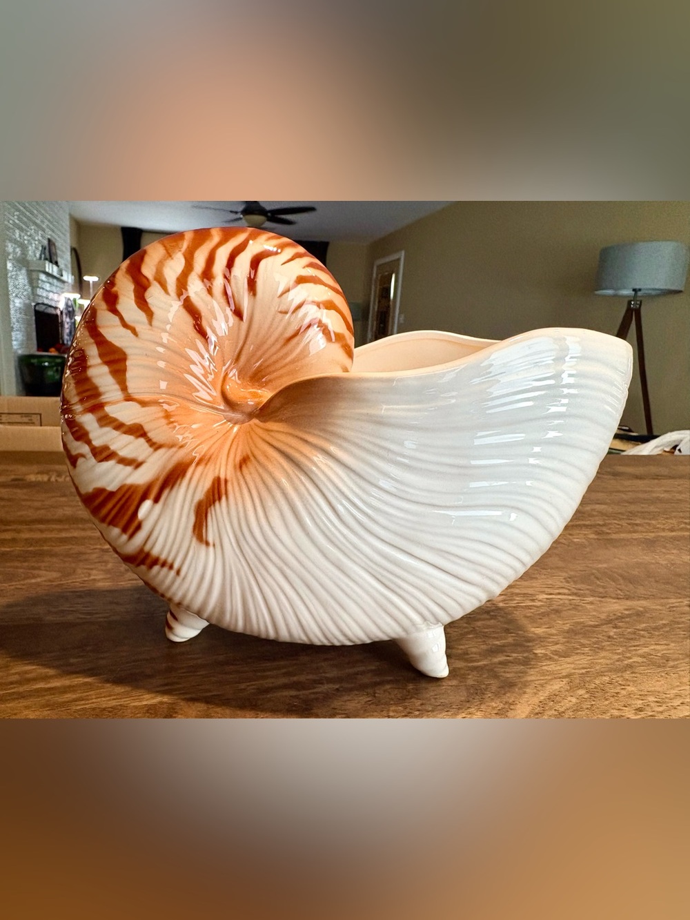 Vintage Fitz & Floyd Footed Porcelain Ceramic Nautilus Planter